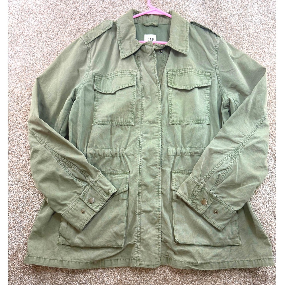 Gap Womens Olive Green Utility Field Jacket‎ M Pockets Cargo Spring Fall Coat